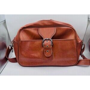 Vintage Sears Leather Bag Briefcase Carry-On Travel Hobo 18"x 11"x 6.5"